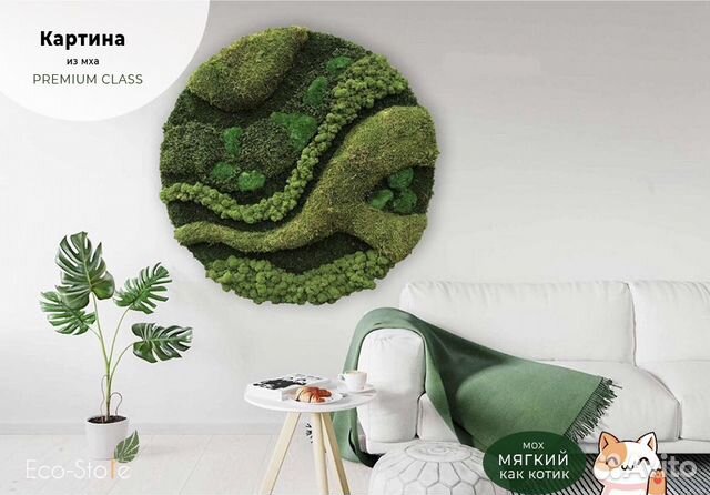 Картина из мха круглая