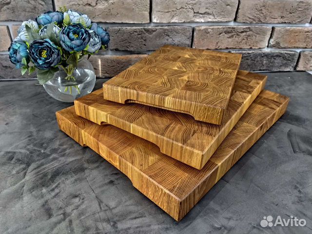 Торцевые разделочные доски из дуба - набор 3 штуки