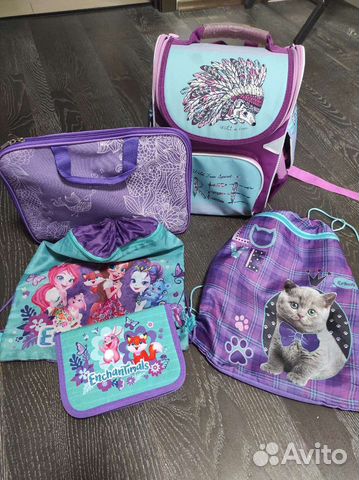 Школьный рюкзак, мешок для обуви, папка, пенал