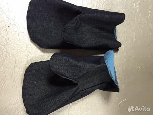 Рукавицы джинсовые утеплённые