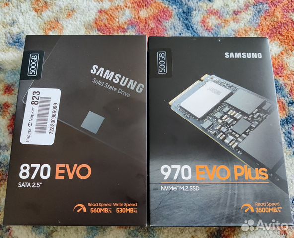 Samsung SSD 870 Evo 500Gb, 970 Evo Plus M2 500Gb