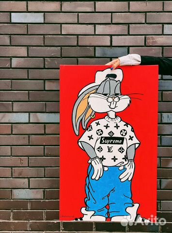 Supreme Bugs Bunny картина акрил 90x70 и 100x120