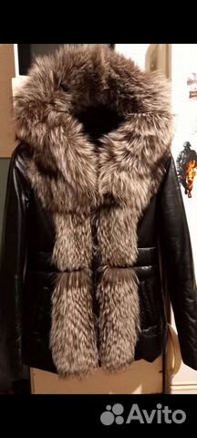 Кожаная куртка с мехом чернобурки
