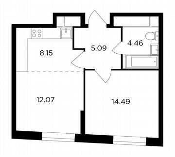 2-к квартира, 44.3 м², 19/30 эт.
