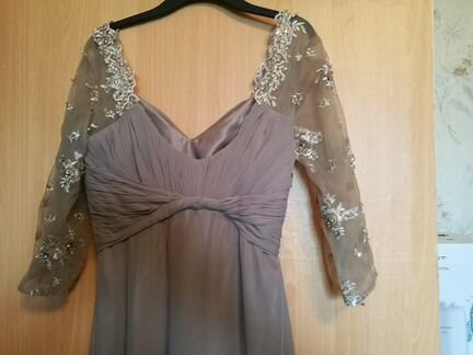 Платье длинное бежевое