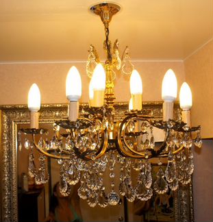 Антикварная старинная люстра бронза Франция