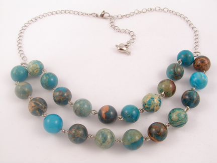 Колье Варисцит шарики, двухрядное