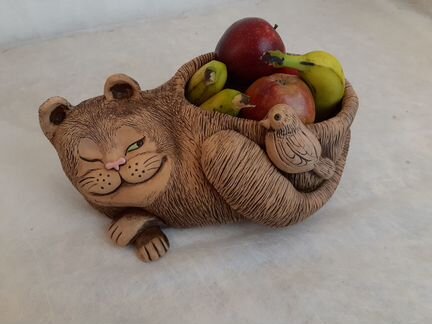 Кот кашпо керамическое