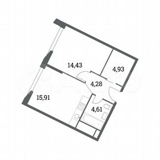 1-к квартира, 44.2 м², 12/14 эт.