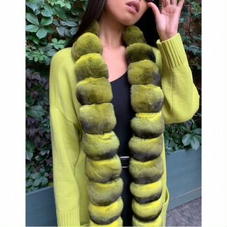 Кардиган из 100 кашемира с шиншиллой новый