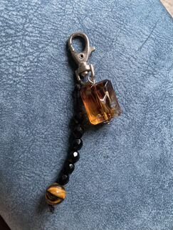 Ожерелье подвеска кожаное с янтарем (кольцо в пода