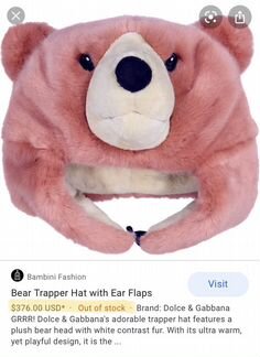 Dolce & Gabbana шапка медведь оригинал