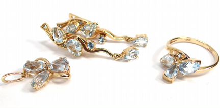 Золотой комплект 585 пробы с топазами