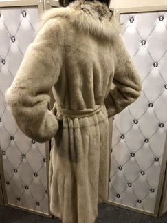 Норковая шуба с воротником из рыси (Размер 44-46)