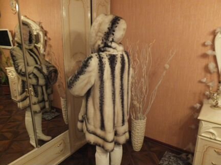 Шуба норковая с капюшоном 