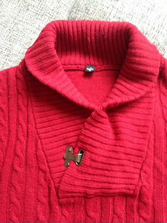 Эффектный джемпер теплый бордовый