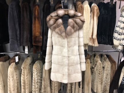 Шуба из норки. Капюшон. Поперечка