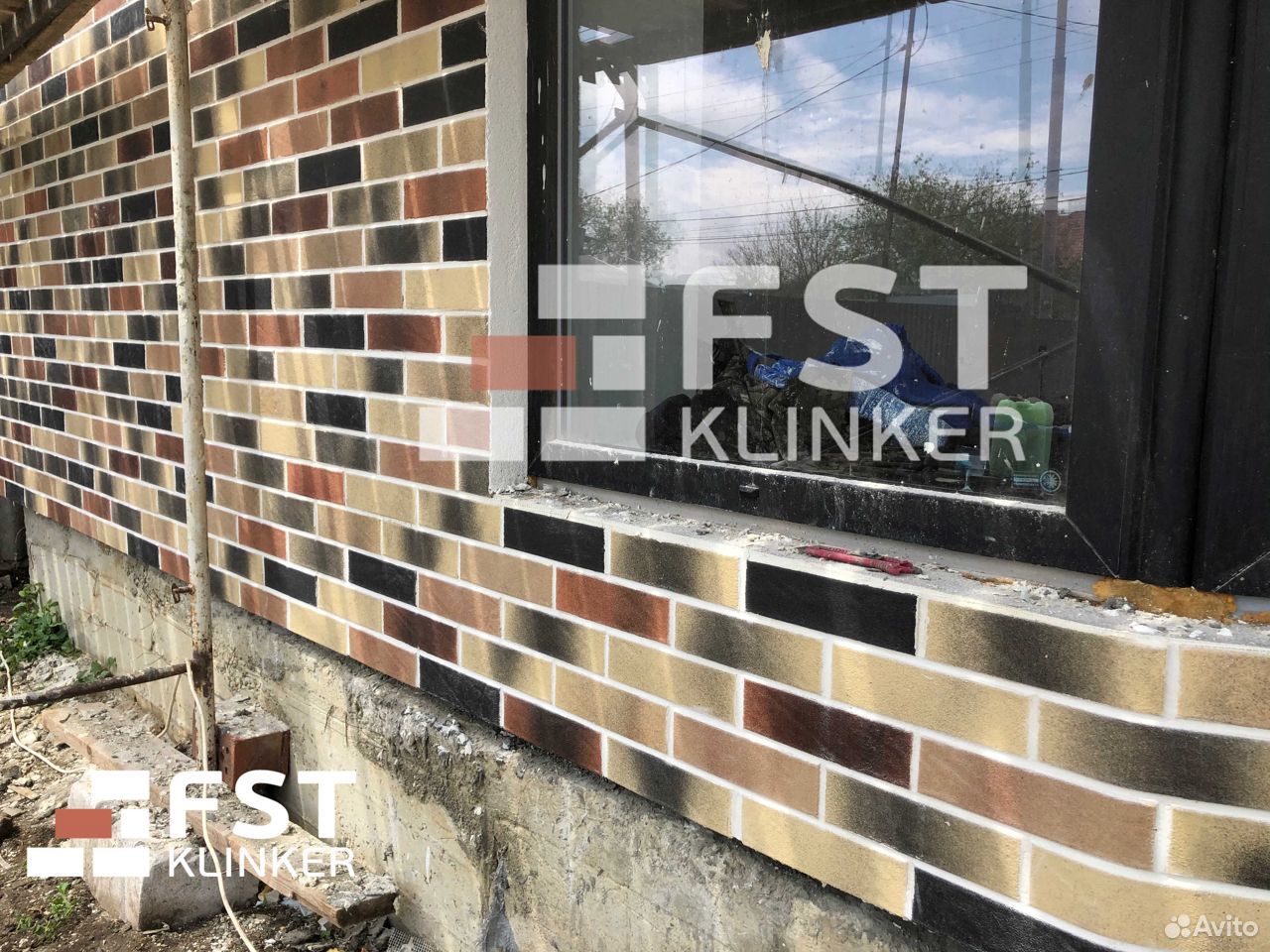 Гибкая клинкерная плитка fst с защитной пленкой на фасадной сетке