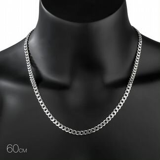 Серебряная цепь мужская, плетение панцирь, ширина