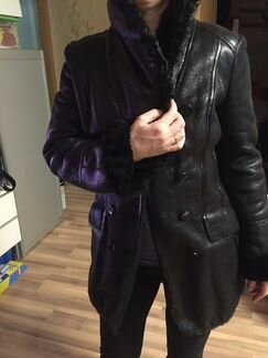 Дубленка adamo нат с каракулевым воротом новая