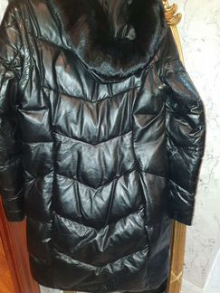 Кожаная пальто с норкой