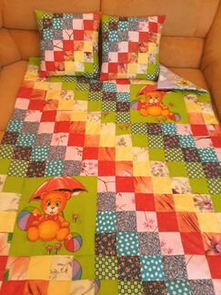Детское лоскутное одеяло и 2 подушки