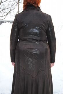 Кожаное женское пальто, куртка р-р 52