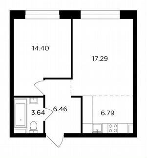 2-к квартира, 48.6 м², 6/16 эт.