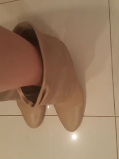 Сапоги кожаные бежевые р.41