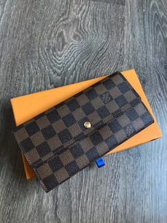 Кошелек Louis Vuitton коричневая шашка с кнопкой