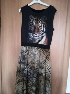 Длинное платье тигровое р. 42