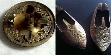 2 Пепельницы старина Бронза Латунь и туфелька