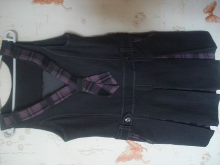 Школьный сарафан и нарядная меховая накидка