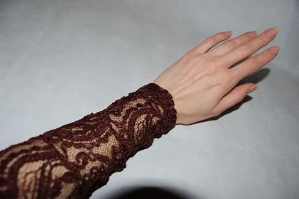 Блузка кружево эластичное коричневая шоколад