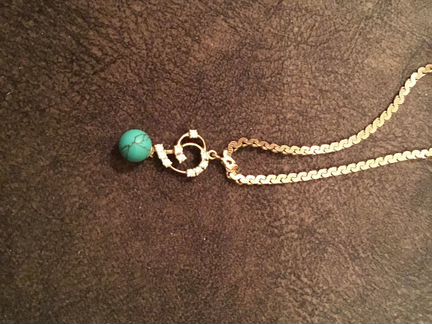 Подвеска с бриллиантами и бирюзой без цепочки