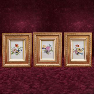 Три Фарфоровых медальонов Цветы Картины Германия