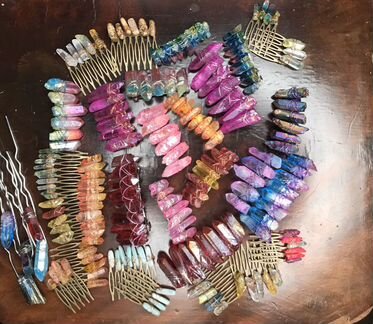 Украшение с кристаллами, заколка для волос