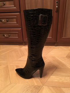 Сапоги кожаные(лак под крокодила) Albano